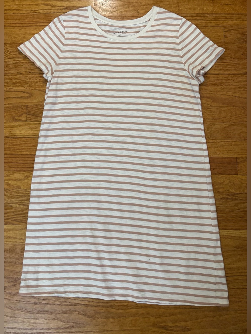 Universal Thread Tshirt Dress Women's XXL Cream/Tan Striped Midi Casual Dress